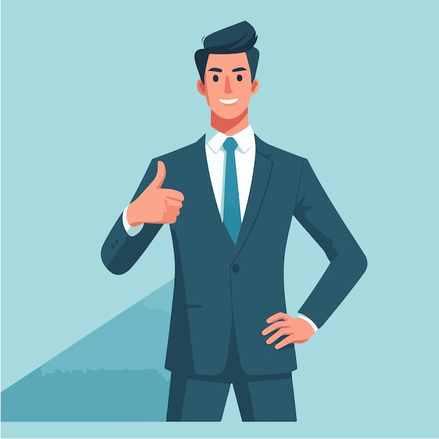 Vector businessman with thumbs up expression