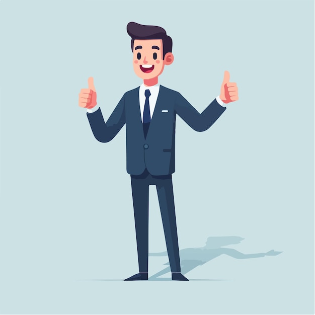 Vector businessman with thumbs up expression