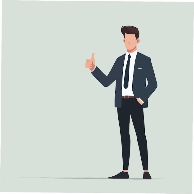 Vector businessman with thumbs up expression