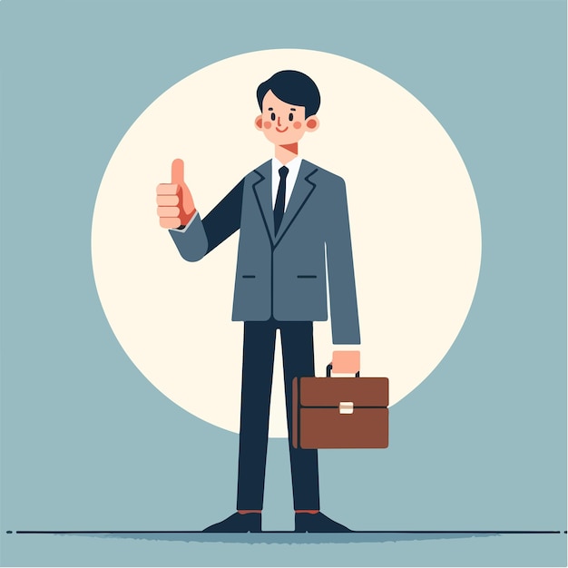 Vector businessman with thumbs up expression