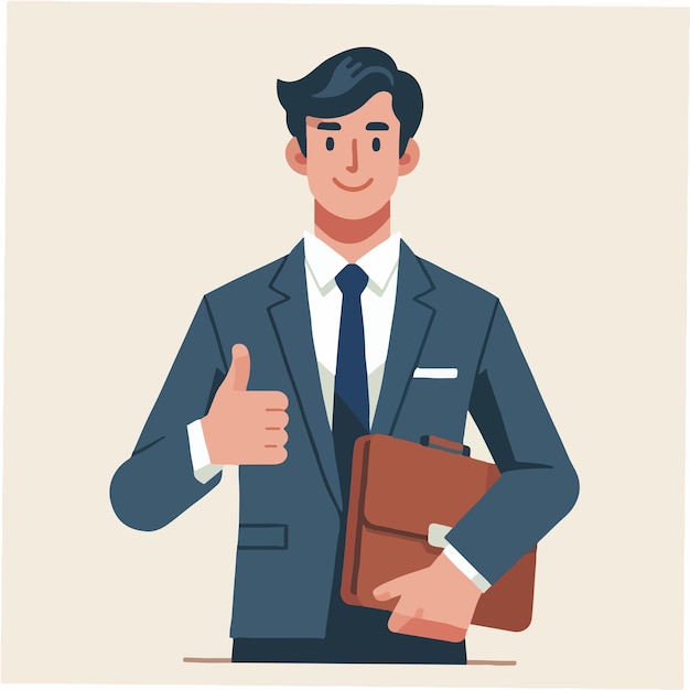 Vector businessman with thumbs up expression