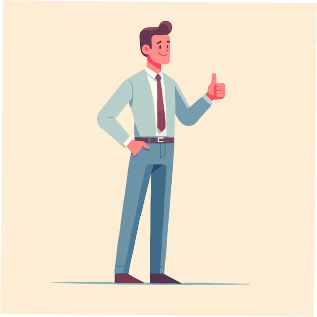 Vector businessman with thumbs up expression