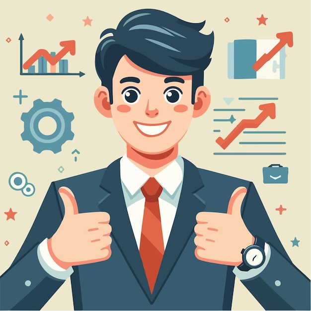 Vector vector businessman with thumbs up expression