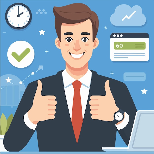 vector businessman with thumbs up expression