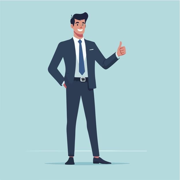 Vector businessman with thumbs up expression