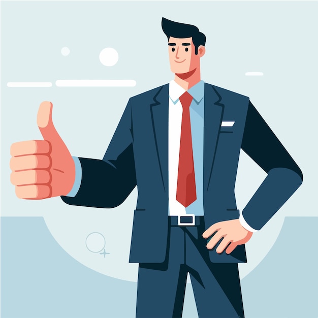 Vector vector businessman with thumbs up expression