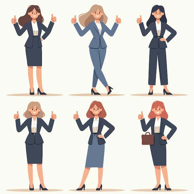 Vector businesswoman expressing thumbs up