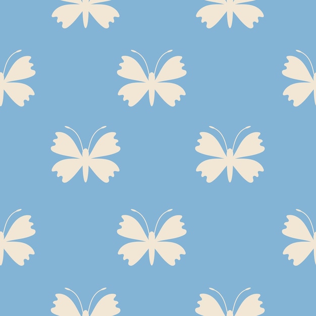 Vector vector butterflies on blue background seamless pattern