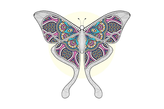 ベクトル蝶黒と白の要素ラインアートプリントデザイン