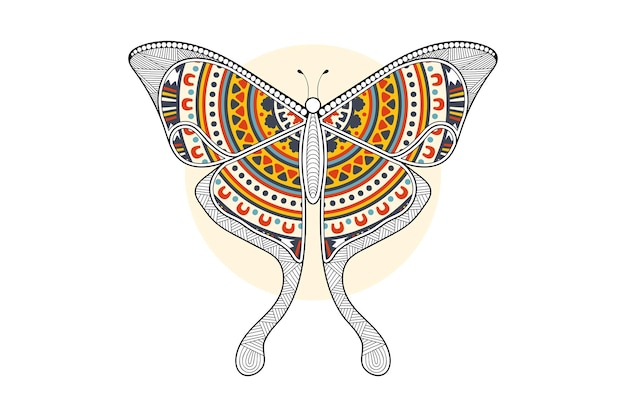 ベクトル蝶黒と白の要素ラインアートプリントデザイン