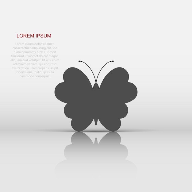 Vector butterfly icon in flat style Insect sign illustration pictogram Butterfly business concept