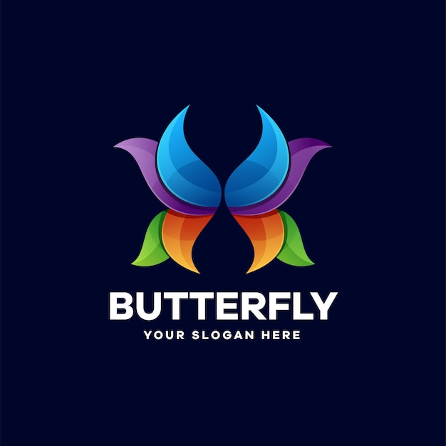 Vector Butterfly Illustration Gradient Colorful Logo