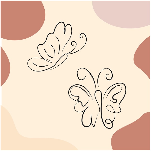 Vector vector butterfly outline with drawn details collection