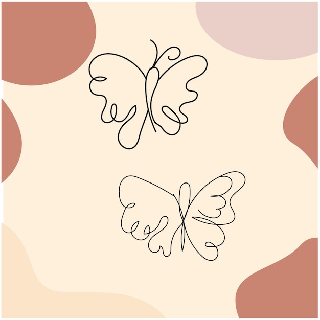 Vector butterfly outline with drawn details collection