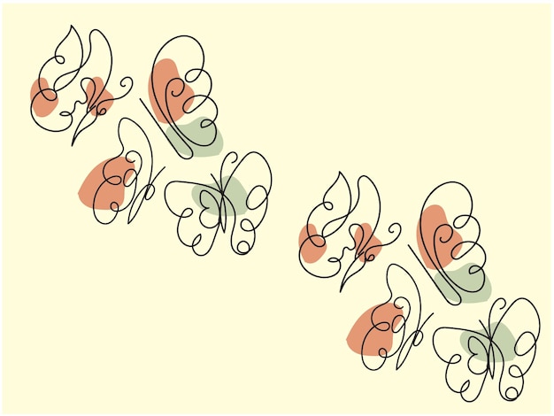 vector butterfly outline with linear flat details collection