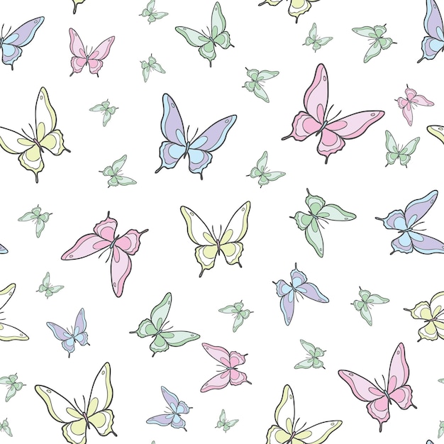 Vector butterfly seamless repeat pattern background