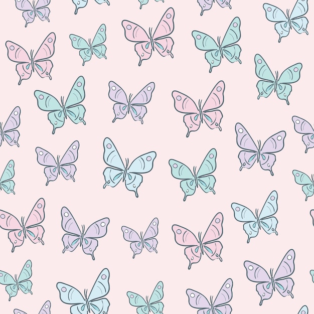 Vector butterfly seamless repeat pattern pastel design