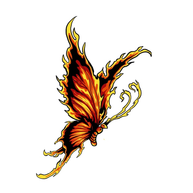 Vector butterfly with fire pattern