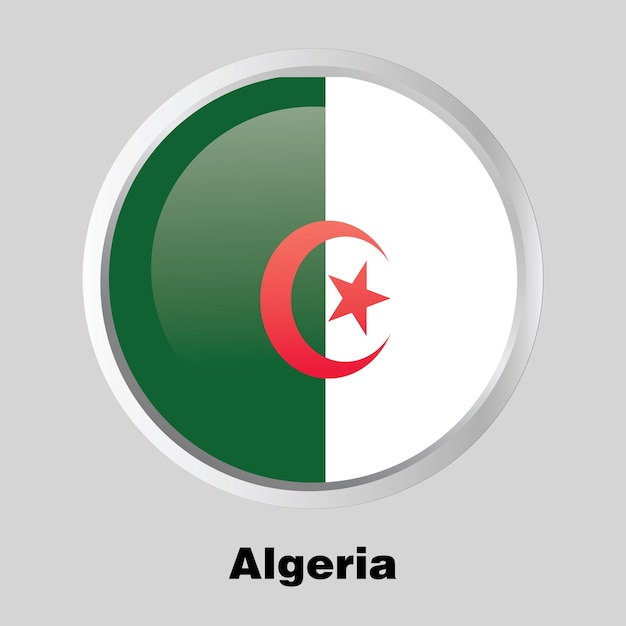 vector button flag of Algeria on round frame