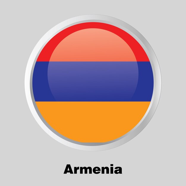 vector button flag of Armenia on round frame