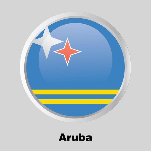 vector button flag of Aruba on round frame