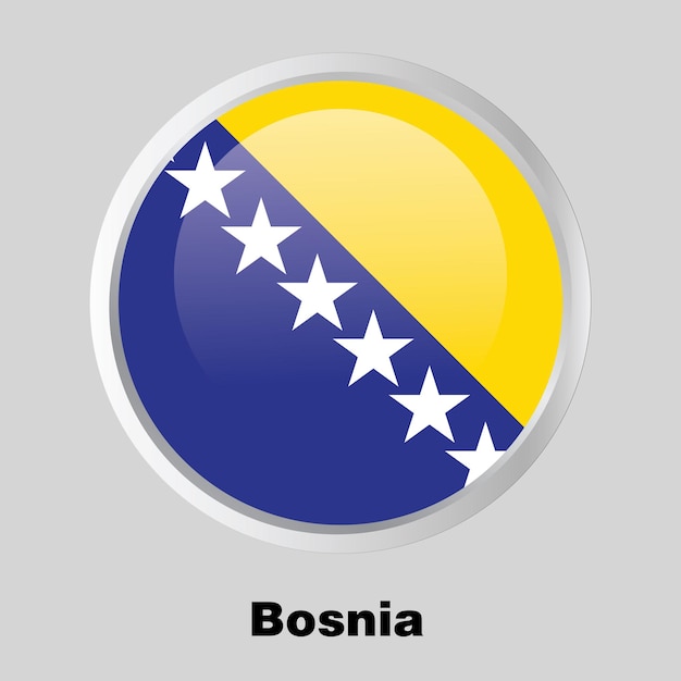vector button flag of Bosnia on round frame
