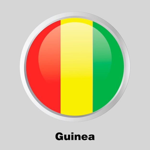 Vector Button Flag of Guinea on round frame