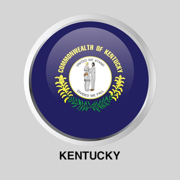 vector button flag of kentucky State of USA on round frame