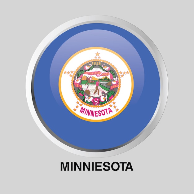 Vector vector button flag of minnesota state of usa on round frame