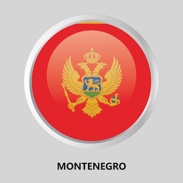 Vector Button Flag of montenegro on round frame