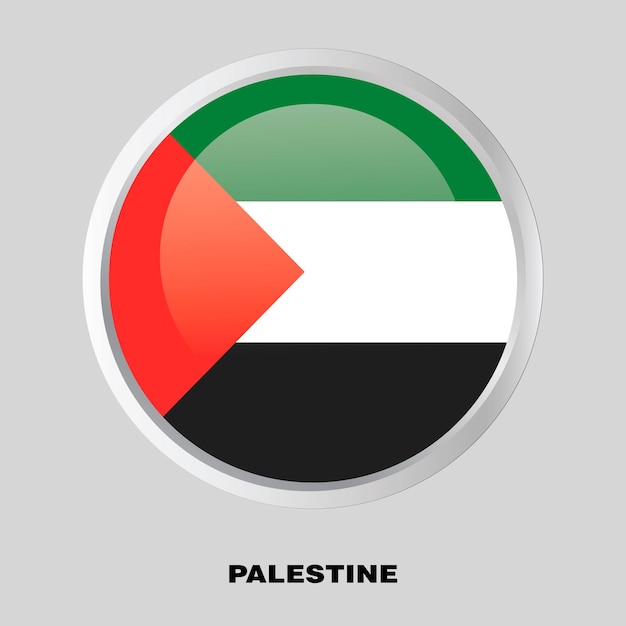 Vector Button Flag of Palestine on round frame