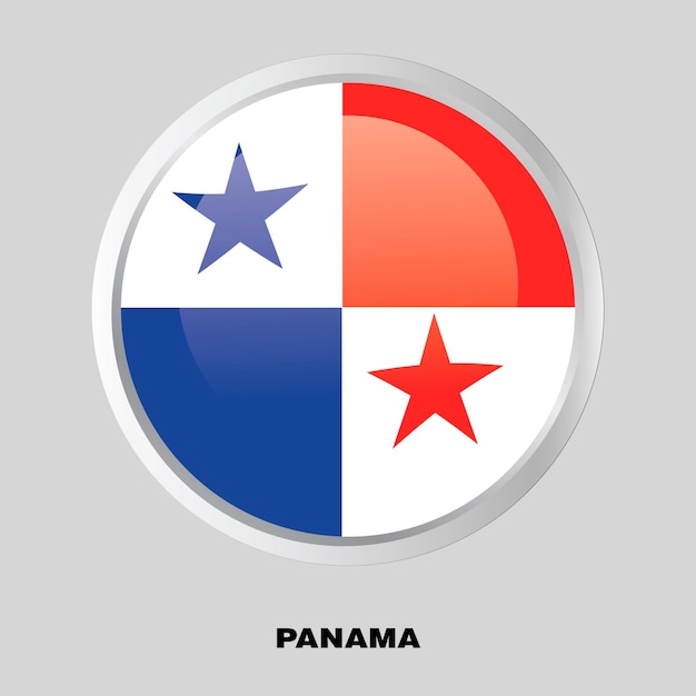 Vector Button Flag of Panama on round frame