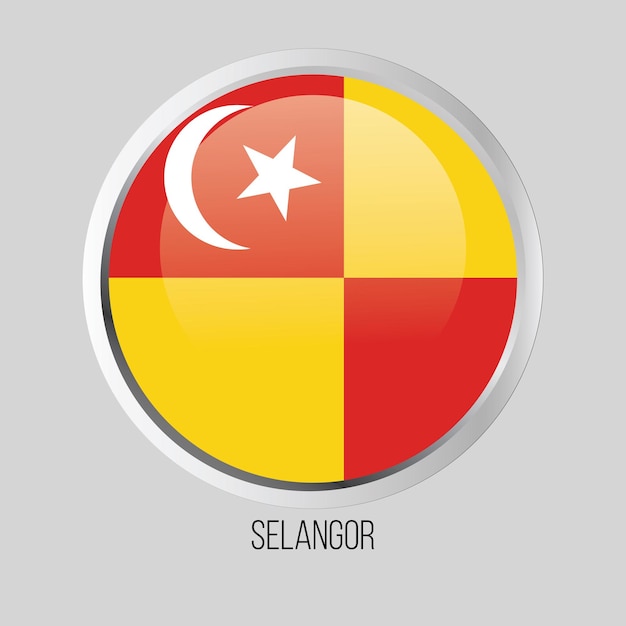 vector button flag of Selangor State of Malaysia on round frame