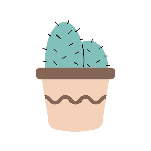 Cactus di vettore in una pentola clipart di piante carine