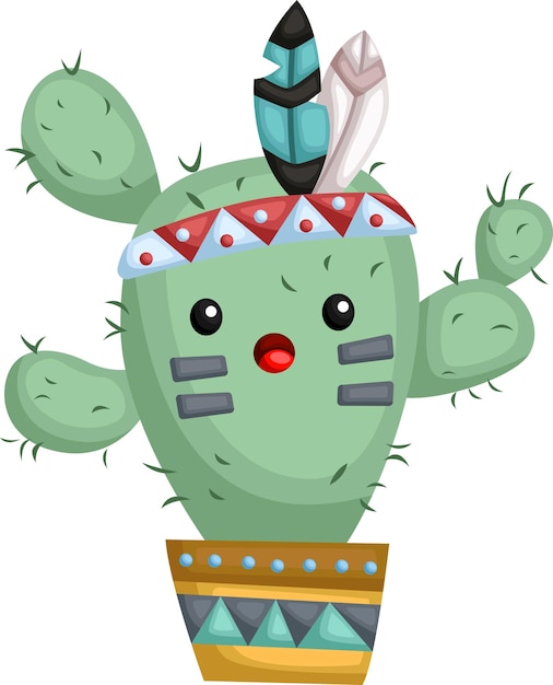 A vector of cactus in tribal style