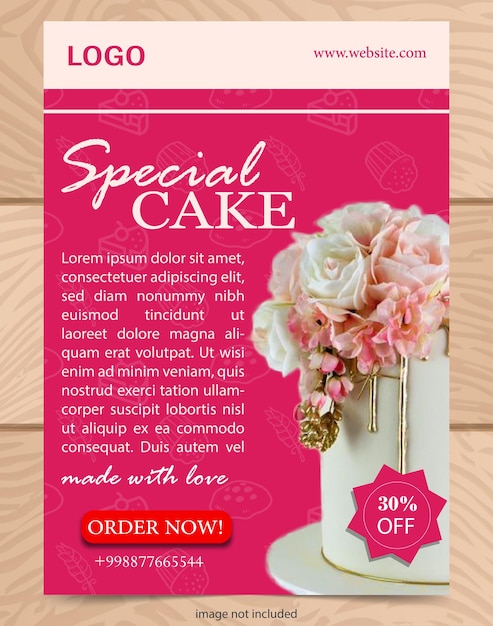 Вектор торта пекарня плакат баннер плоский дизайн для веб-маркетинга