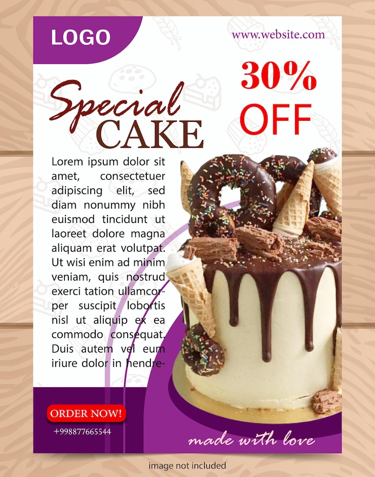 Vector vector cake bakery poster banner flat design for web marketing