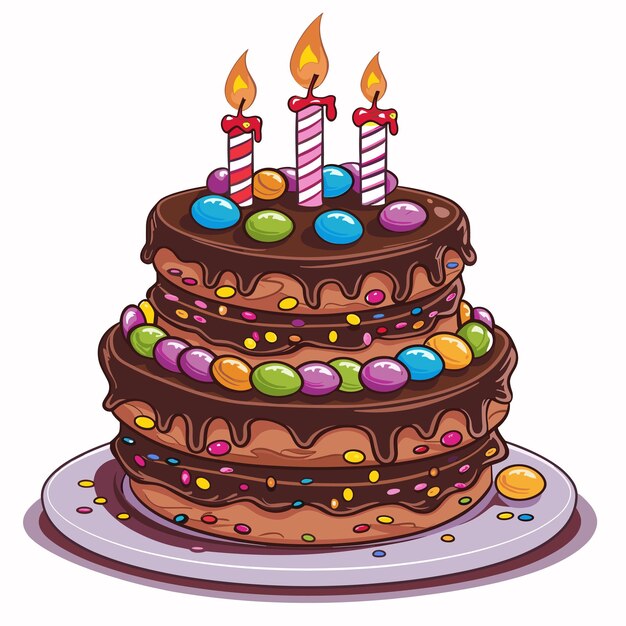 Vector cake with candles on white background generative ai