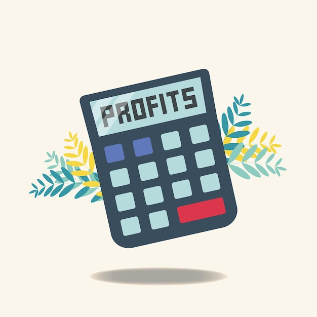 Vector calculator with profits on display design illustration