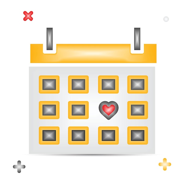 Vector calendar couple date valentine day celebration icon