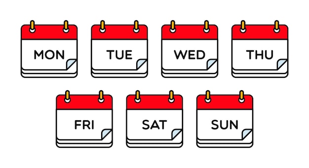 Illustrazione dei giorni del calendario vettoriale.