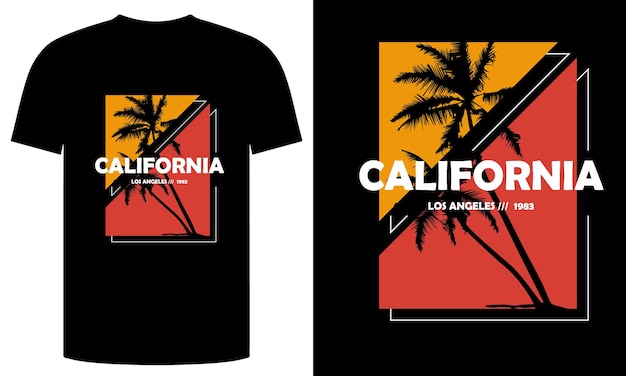 야자나무가 있는 디자인 의류 티셔츠 그래픽 인쇄를 위한 벡터 캘리포니아 로스앤젤레스 타이포그래피