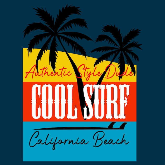 vector california surf typography illustration design