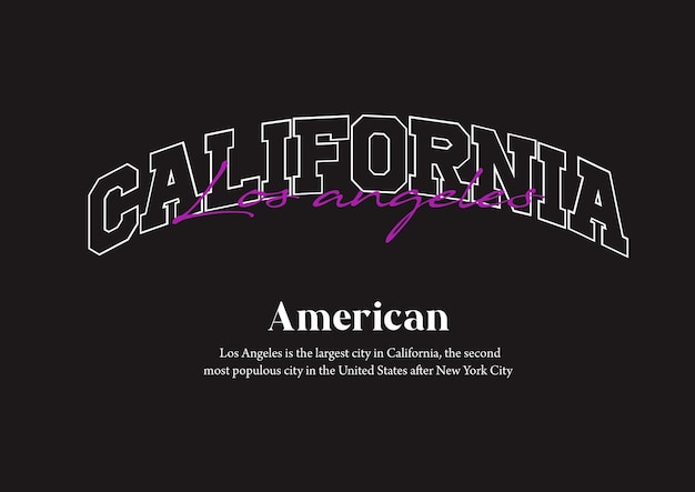 Vector vector californië typografie voor achter t-shirtontwerp