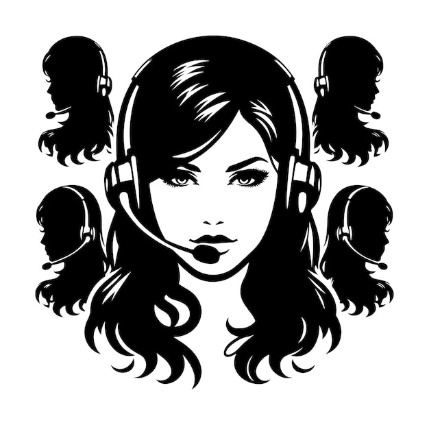 Vector call center woman vector silhouette illustration Vector