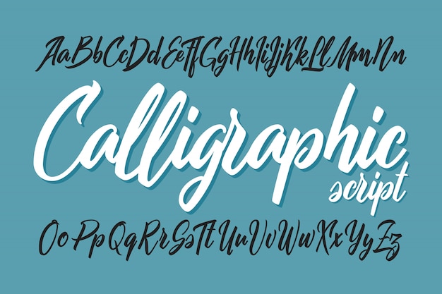 Vector calligraphic font set