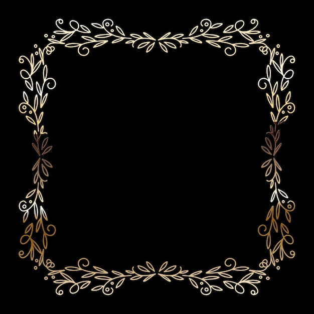 Vector Calligraphic Golden Frame. Vintage Luxury Hand Drawn Design Element.