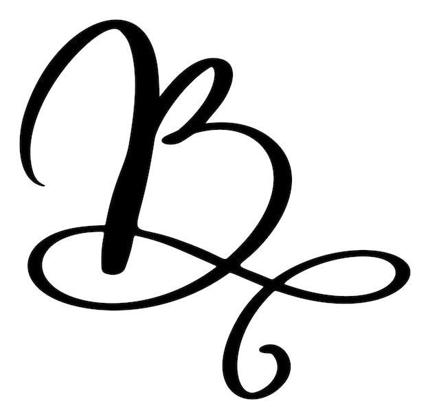 Vector vector calligraphy hand drawn letter b script font logo icon handwritten brush style