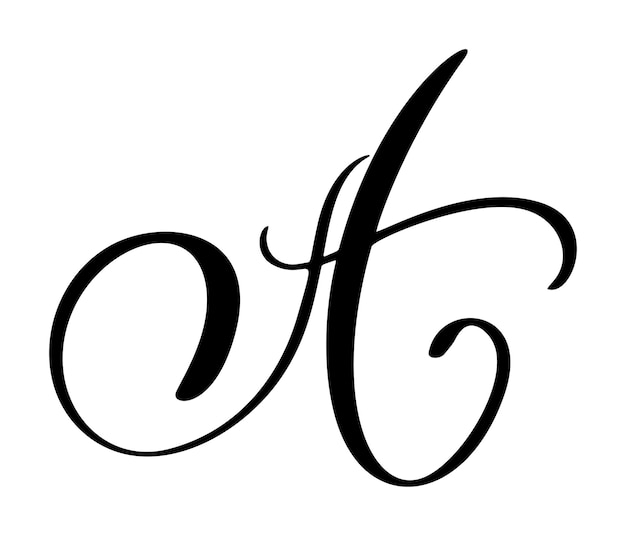 Vector calligraphy hand drawn letter a script font icon handwritten brush style