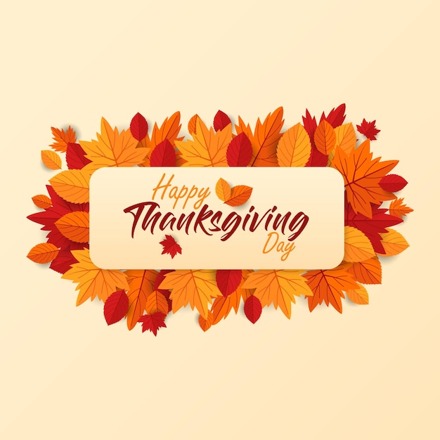 Vector vector calligraphy of happy thanksgiving day with leaves